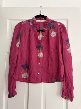 Alix Of Bohemia Fuchsia Floral Button-Up Blouse sz XS